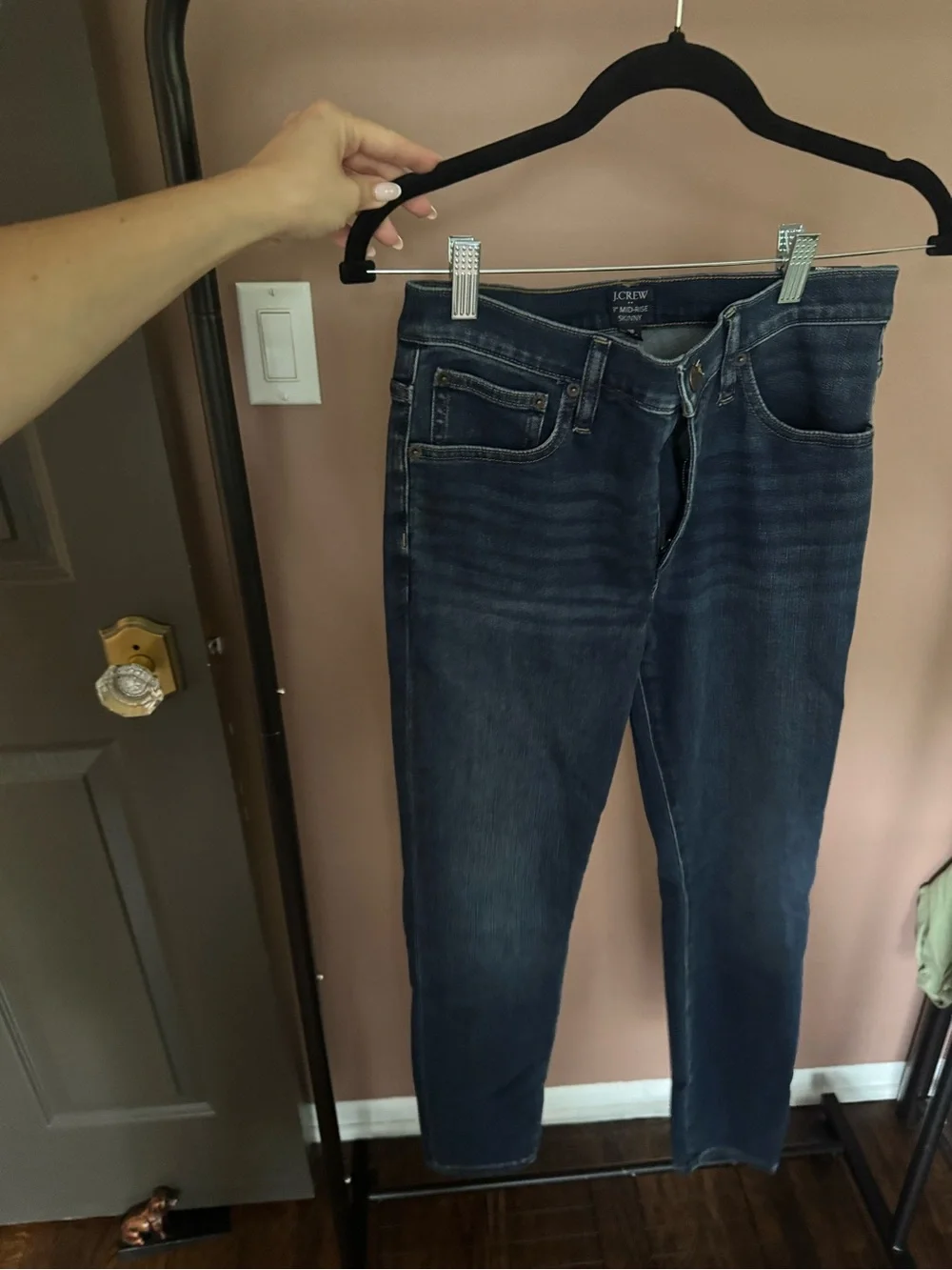 J. Crew Skinny High-Rise Jeans in Dark Blue Denim